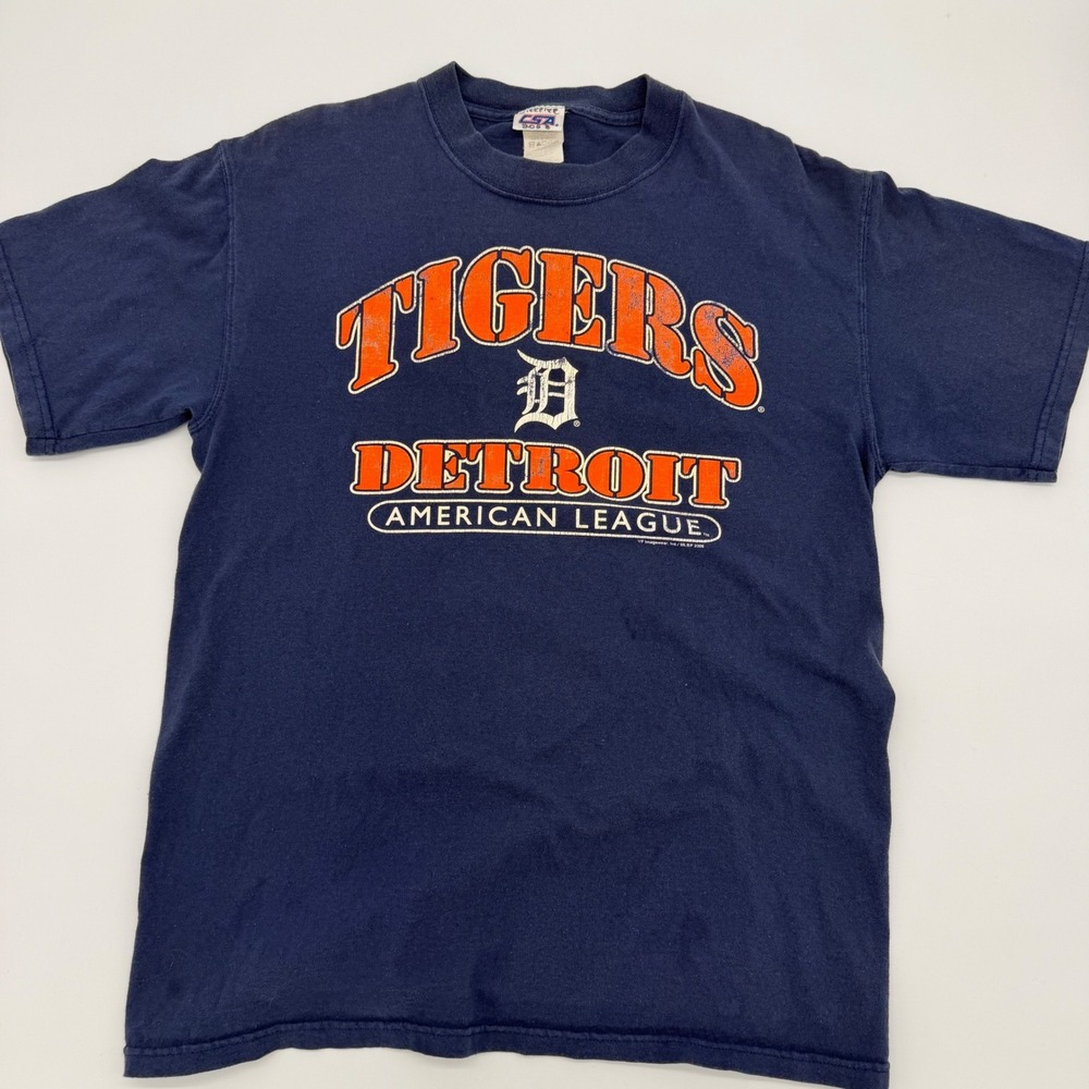 Vintage Detroit Tigers T Shirt Mens XL MLB Graphic Navy USA Tee